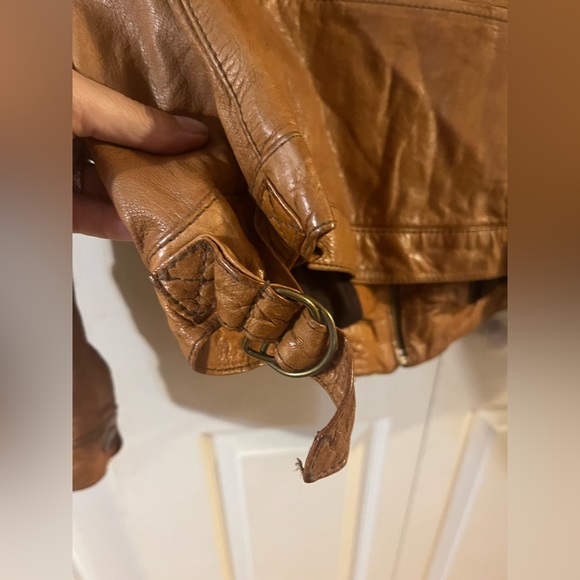 Banana Republic BR Leather Bomber Jacket Brown Size L - Picture 5 of 13